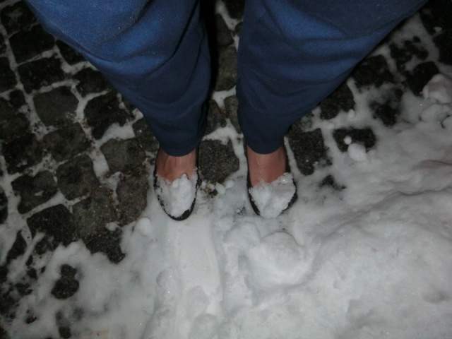 Schnee auf dem Schuh